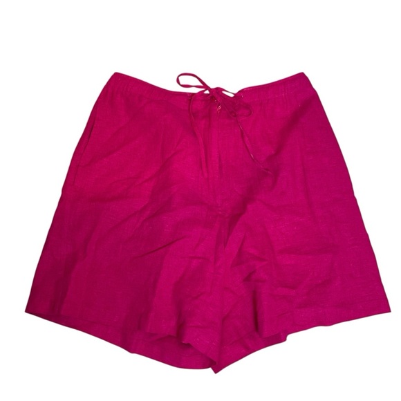 Company Collection Fuchsia Pink Linen Blend Shorts Elastic Waist Drawstring LG - Picture 1 of 7